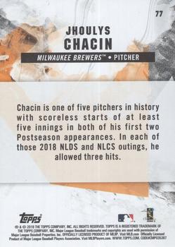 2019 Topps Fire - Flame #77 Jhoulys Chacin Back