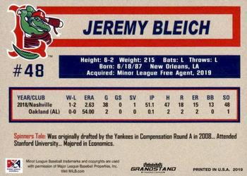 2019 Grandstand Lowell Spinners #NNO Jeremy Bleich Back