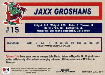 2019 Grandstand Lowell Spinners #NNO Jaxx Groshans Back