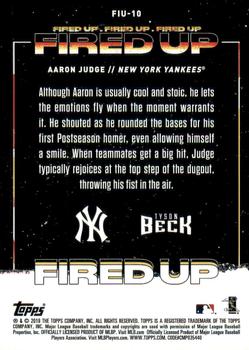 2019 Topps Fire - Fired Up #FIU-10 Aaron Judge Back