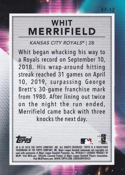 2019 Topps Fire - En Fuego Blue Chip #EF-12 Whit Merrifield Back