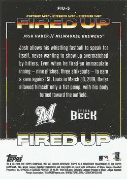 2019 Topps Fire - Fired Up Blue Chip #FIU-5 Josh Hader Back