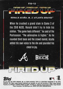 2019 Topps Fire - Fired Up Blue Chip #FIU-12 Ronald Acuña Jr. Back
