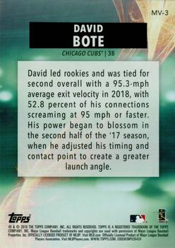 2019 Topps Fire - Maximum Velocity Gold Minted #MV-3 David Bote Back
