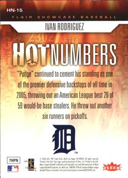 2006 Flair Showcase - Hot Numbers #HN-15 Ivan Rodriguez Back