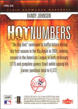 2006 Flair Showcase - Hot Numbers #HN-25 Randy Johnson Back