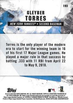 2019 Topps Fire - Blue Chip #193 Gleyber Torres Back