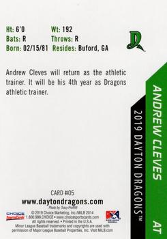 2019 Choice Dayton Dragons #05 Andrew Cleves Back