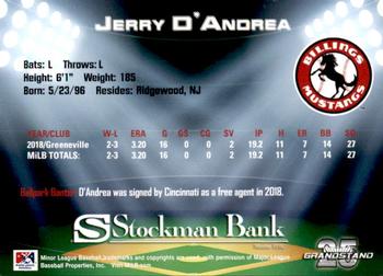 2019 Grandstand Billings Mustangs #NNO Jerry D'Andrea Back
