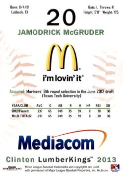 2013 Grandstand Clinton LumberKings Update 2 #NNO Jamodrick McGruder Back