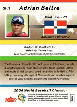 2006 Flair Showcase - World Baseball Classic #CM-13 Adrian Beltre Back