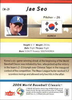 2006 Flair Showcase - World Baseball Classic #CM-29 Jae Seo Back