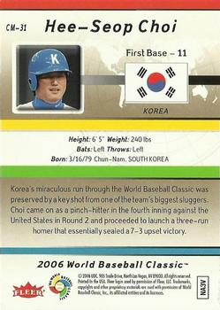 2006 Flair Showcase - World Baseball Classic #CM-31 Hee Seop Choi Back