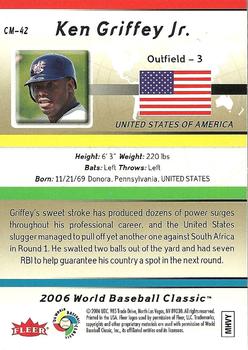 2006 Flair Showcase - World Baseball Classic #CM-42 Ken Griffey Jr. Back