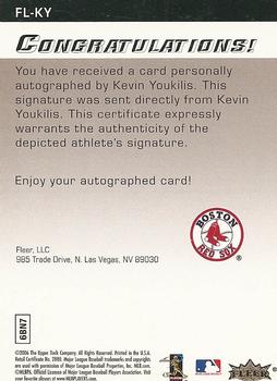 2006 Fleer - Autographics #FL-KY Kevin Youkilis Back