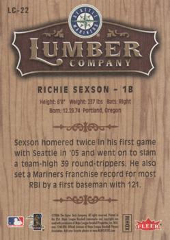2006 Fleer - Lumber Company #LC-22 Richie Sexson Back