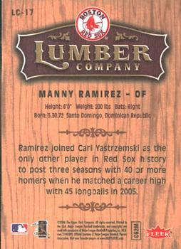 2006 Fleer - Lumber Company #LC-17 Manny Ramirez Back