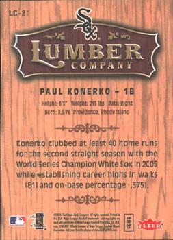 2006 Fleer - Lumber Company #LC-21 Paul Konerko Back