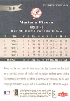 2006 Fleer - Top 40 #T40-39 Mariano Rivera Back