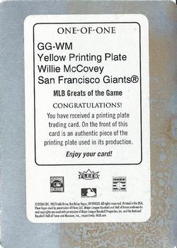 2006 Fleer Greats of the Game - Autographics Printing Plates Yellow #GG-WM Willie McCovey Back