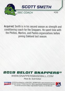 2019 Choice Beloit Snappers #28 Scott Smith Back