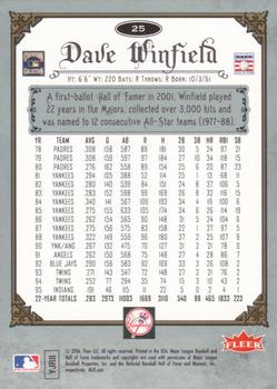 2006 Fleer Greats of the Game - Pewter #25 Dave Winfield Back
