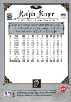2006 Fleer Greats of the Game - Pewter #72 Ralph Kiner Back