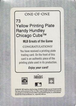 2006 Fleer Greats of the Game - Printing Plates Yellow #73 Randy Hundley Back