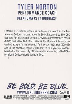 2019 Choice Oklahoma City Dodgers #36 Tyler Norton Back
