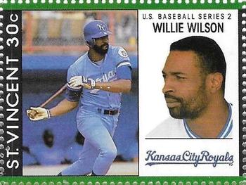 1989 St. Vincent Baseball Players Stamps #NNO Willie Wilson Front