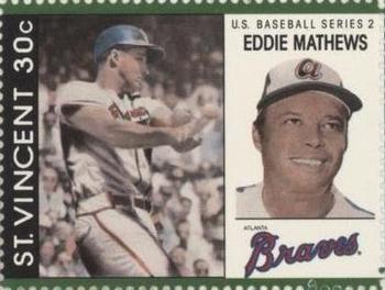 1989 St. Vincent Baseball Players Stamps #NNO Eddie Mathews Front