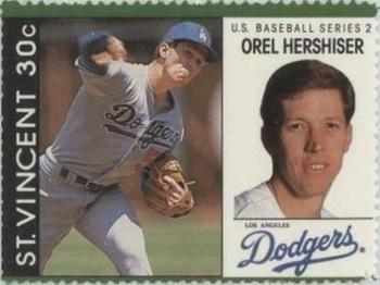 1989 St. Vincent Baseball Players Stamps #NNO Orel Hershiser Front