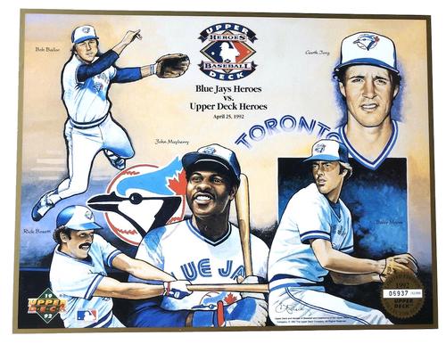 1992 Upper Deck Heroes of Baseball Commemorative Sheets #NNO Bob Bailor / Rick Bosetti / Balor Moore / Garth Iorg / John Mayberry Front