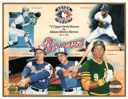1992 Upper Deck Heroes of Baseball Commemorative Sheets #NNO Bruce Benedict / Glenn Hubbard / Darrell Evans / Davey Johnson / Reggie Jackson Front