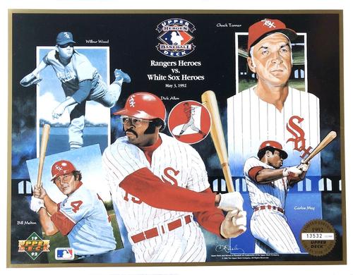 1992 Upper Deck Heroes of Baseball Commemorative Sheets #NNO Wilbur Wood / Bill Melton / Dick Allen / Chuck Tanner / Carlos May Front