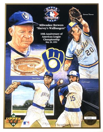 1992 Upper Deck Heroes of Baseball Commemorative Sheets #NNO Harvey Kuenn / Ben Oglivie / Gorman Thomas / Cecil Cooper Front