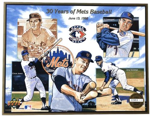 1992 Upper Deck Heroes of Baseball Commemorative Sheets #NNO Bud Harrelson / Cleon Jones / Ed Kranepool / Jerry Koosman / Rusty Staub Front