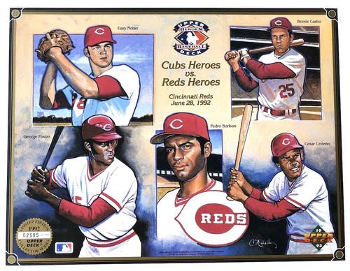 1992 Upper Deck Heroes of Baseball Commemorative Sheets #NNO George Foster / Gary Nolan / Pedro Borbon / Bernie Carbo / Cesar Cedeno Front