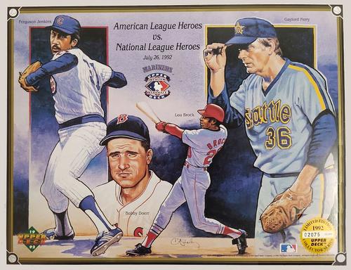 1992 Upper Deck Heroes of Baseball Commemorative Sheets #NNO Ferguson Jenkins / Bobby Doerr / Lou Brock / Gaylord Perry Front