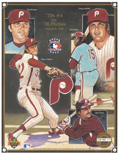 1992 Upper Deck Heroes of Baseball Commemorative Sheets #NNO Tug McGraw / Greg Luzinski / Steve Carlton / Dick Allen / Larry Bowa Front