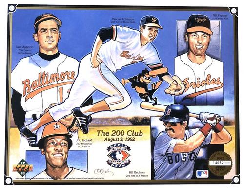 1992 Upper Deck Heroes of Baseball Commemorative Sheets #NNO Luis Aparicio / Brooks Robinson / J.R. Richard / Milt Pappas / Bill Buckner Front