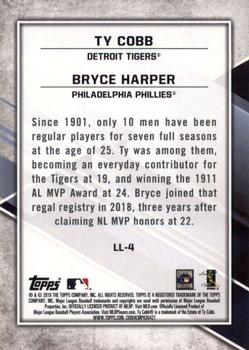 2019 Topps Fire - Lasting Legacies Blue Chip #LL-4 Bryce Harper / Ty Cobb Back