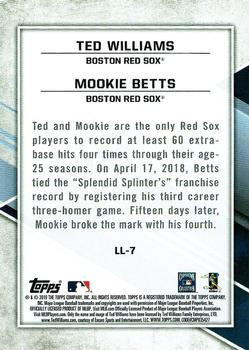 2019 Topps Fire - Lasting Legacies Blue Chip #LL-7 Mookie Betts / Ted Williams Back