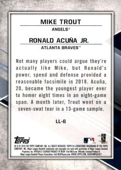 2019 Topps Fire - Lasting Legacies Gold Mint #LL-6 Ronald Acuña Jr. / Mike Trout Back