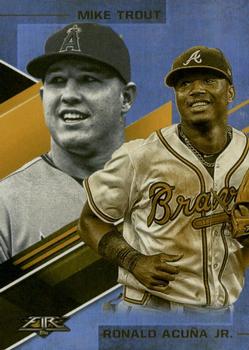 2019 Topps Fire - Lasting Legacies Gold Mint #LL-6 Ronald Acuña Jr. / Mike Trout Front
