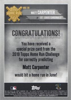 2019 Topps - Home Run Challenge Winners June #HRC-29 Matt Carpenter Back