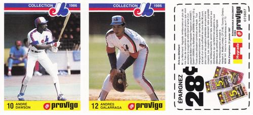 1986 Provigo Montreal Expos - Panels #9 / 10 / NNO Andre Dawson / Andres Galarraga  / Hygrade Baton Deli Coupon Front