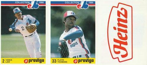1986 Provigo Montreal Expos - Panels #23 / 24 / NNO Vance Law / Floyd Youmans / Heinz Coupon Front