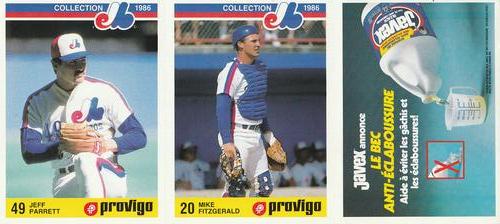 1986 Provigo Montreal Expos - Panels #25 / 26 / NNO Jeff Parrett / Mike Fitzgerald / Javex Coupon Front