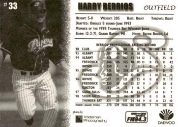 1999 Schaumburg Flyers #NNO Harry Berrios Back
